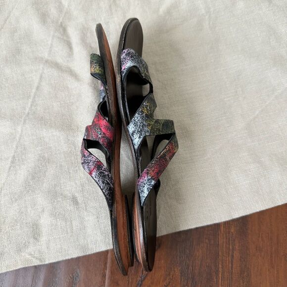 CYDWOQ Vintage Strappy Open-Toe Sandals Artsy Multi Leather USA MADE - Picture 6 of 12